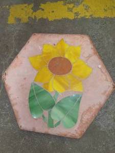 lot 1044 image: Sunflower Clay Garden Stepping Stone 19 x 19 in Point to Point