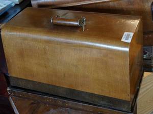 lot 19646 image: Old Jones Sewing Machine in Wood Case