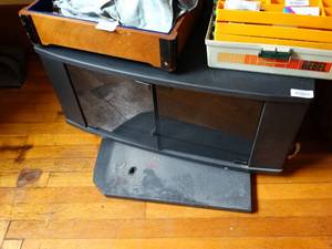 lot 19668 image: Swivel TV Stand w Glass Doors