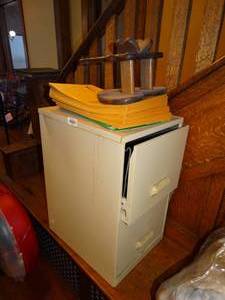 lot 19763 image: 2 Drawer Metal File Cabinet  Folders