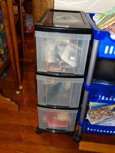 lot 19825 image: Lot of Sewing Contents and Wheeled Storage
