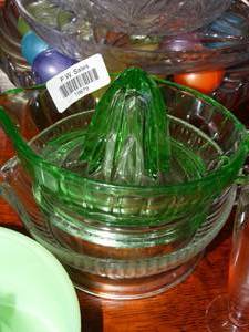 lot 19879 image: Lot of 2 Glass Juicers  One Green - One Clear