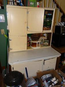 lot 19975 image: Old Metal and Wood Vintage Kitchen Cabinet