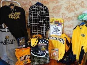 lot 35207 image: WSU Lot - 10 Wichita State Shocker Fan Items - Plush Blanket, Shirts, Baseball Windbreakers with Short & Long Sleeves