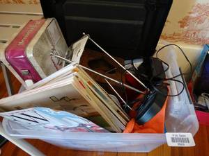 lot 35209 image: Lot of Misc. Home Goods-- Antenna, Decorative Tin, Magazines, WeightWatchers Glow Box, Etc