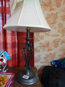 lot 35194 image: Table Lamp with Shade and Additional Shade for Smaller Lamp