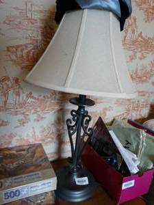lot 35159 image: Black Table Lamp with Hat