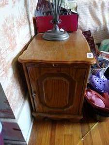 lot 35158 image: Wooden Side Table with Pull-Out Tray