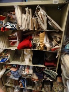 lot 35026 image: Fabric, Sewing Notions and Craft Items on Shelf Pictured - Shelf not Included