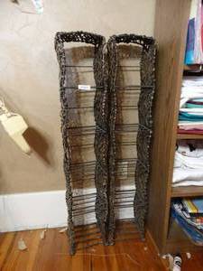 lot 35055 image: 2 Dark Wicker and Metal CD Shelves