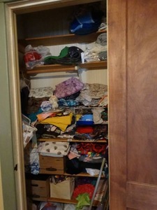 lot 35061 image: Contents of Closet  Huge Lot of Quilting Fabric