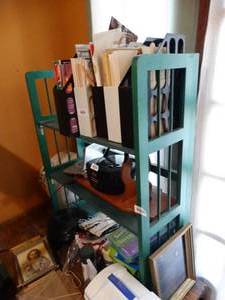 lot 35123 image: Teal Wood Shelf