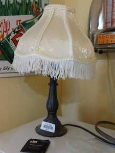 lot 35131 image: Black Table Lamp with Off-White Shade