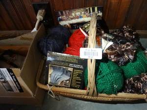 lot 35141 image: Lot of Yarn in a Basket and Misc. Tempurpedic Hardware