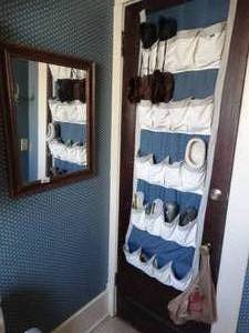 lot 35227 image: Over the Door Shoe Organizer with Shoes and Wall Mirror