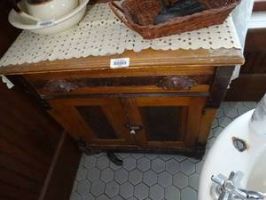 lot 35233 image: Vintage Wood 2-Door Cabinet