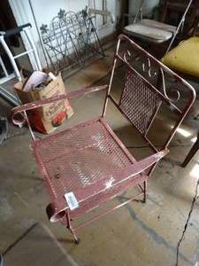 lot 35289 image: Red Metal Patio Chair