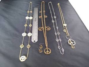 lot 1617 image: Peace Symbol Necklace and Earrings