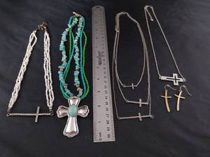 lot 1620 image: Cross Necklace and Earrings