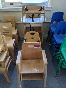 lot 27517 image: (9) Wooden Kids Chairs