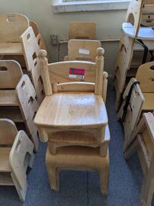 lot 27518 image: (9) Various Style Wooden Kids Chairs