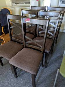 lot 27527 image: (6) Matching Wooden Frame Ding Room Chairs