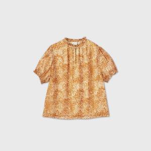lot 2613 image: Womens Plus Size Leopard Print Puff Short Sleeve Blouse - Ava & Viv Orange X
