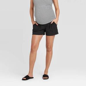 lot 2624 image: Maternity Twill Pull-On Shorts - Isabel Maternity by Ingrid & Isabel Black XXL