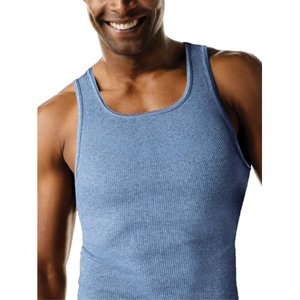 lot 2665 image: Hanes Mens ComfortSoft Tagless White Tanks, 3 Pack, GreyBlack, XL