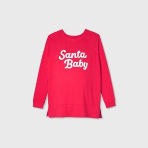 lot 2685 image: Maternity Santa Baby Holiday Graphic Sweatshirt - Isabel Maternity by Ingrid & Isabel Red XS