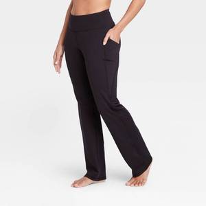 lot 2688 image: Womens Contour Curvy High-Waisted Straight Leg Pants with Power Waist 31.5 - All in Motion Black XXL