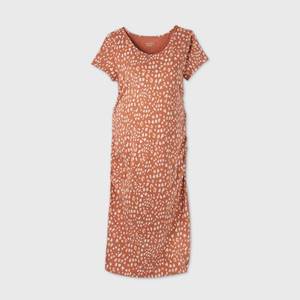 lot 2691 image: Animal Print Short Sleeve T-Shirt Maternity Dress - Isabel Maternity by Ingrid & Isabel Brown M