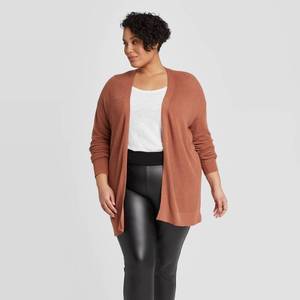lot 2692 image: Womens Plus Size Open Layering Lightweight Cardigan - Ava &Viv Brown 4X