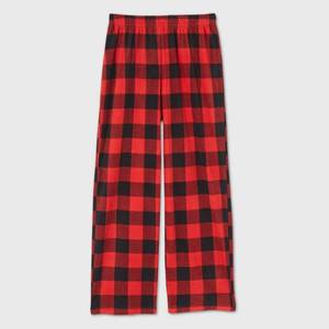 lot 2703 image: Kids Holiday Buffalo Check Fleece Matching Family Pajama Pants - Wondershop Red 6