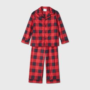 lot 2707 image: Toddler Holiday Buffalo Check Flannel Matching Family Pajama Set - Wondershop Red 3T