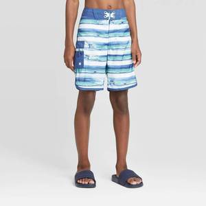 lot 2725 image: Boys Wave Photo Stripe Swim Trunks - art class Blue 8, BlueBlue