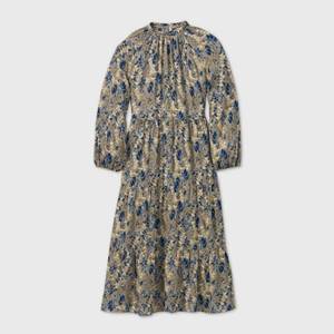 lot 2736 image: Womens Printed Long Sleeve Tiered Dress - A New Day Gray XS