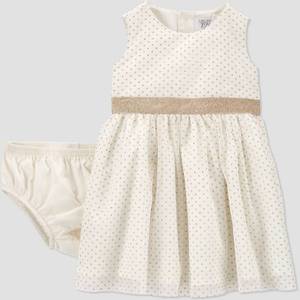 lot 2764 image: Baby Girls Tulle Sleeveless Dress with Diaper Cover - Just One You made by carters Cream 6M, Ivory