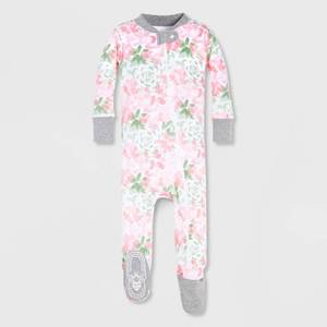 lot 2771 image: Burts Bees Baby Baby Girls Tossed Succulent Organic Cotton Footed Pajama - Pink 12M