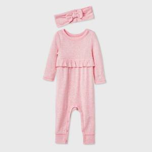 lot 2775 image: Baby Girls Cozy Romper with Headband - Cat & Jack Pink 24M