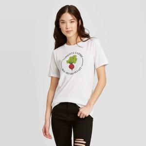 lot 2791 image: Womens The Office Schrute Farms Short Sleeve Graphic T-Shirt (Juniors) - White XL