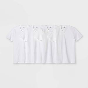 lot 2801 image: Mens 4pk V-Neck T-Shirt - Goodfellow & Co Bright White M
