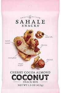lot 20917 image: Pack Of 18 Sahale Snacks Cherry Cocoa Almond Coconut Snack Mix 1.5 Ounces exp 12922