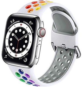 lot 20918 image: Muranne Compatible with Apple Watch Band 40mm 38mm iWatch SE & Series 6 5 4 3 2 1 for Women Men, Stylish Durable Breathable Soft Silicone Sport Watch Band  bonus 3 pack