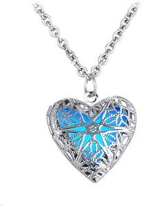 lot 20922 image: Cory Keyes Heart Locket Magical Fairy Glow in The Dark Necklace for Women Girls  glow in the dark  bonus bracelet with 4 glow in the dark hearts