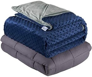 lot 20935 image: Quility Premium Adult Weighted Blanket & Removable Cover  20 Lbs  86x92