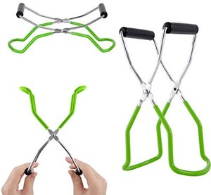 lot 20943 image: 2 pcs Canning Jar Lifter Tongs, Stainless Steel Canning Tongs with Grip Handle for Wide and Regular Jars (Green