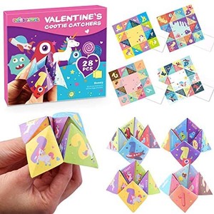 lot 20980 image: SpringFlower 28 Cootie Catcher Valentines Cards with Envelopes for Kids, Valentine��s Fun Party Favors Games, School Classroom Prizes, Exchanging Gifts