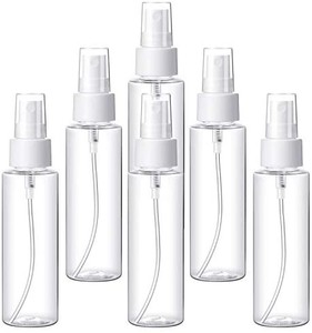 lot 20988 image: VEIDIA 6 Pack 100 ML Clear Spray Bottles Plastic Fine Mist Spray Bottle Container Refillable Makeup Cosmetic Atomizers Bottles for Cleaning, Hair, Perfumes, Liquids bonus 2 packs total of 12 bottles