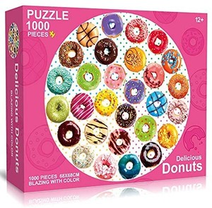 lot 20995 image: 1000 Piece Puzzle for Adults - Delicious Donuts Jigsaw Puzzle for Adults Teens Kids - Large Round Puzzle Game Toys Gifts 26.7�� x 26.7�� Age 12  Year Old